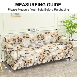 GOSTADY Sofa Cover Slipcover 1 Piece Stretch Printed Couch Covers for 3 Cushion Couch Sofa Pet Friendly Furniture Protector Slipcovers with Skirt for Living Room (3 Seater, Color 3)