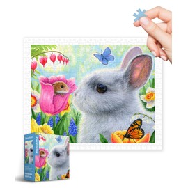 PieceRelax Plastic Jigsaw Puzzles for Adults 500 Pieces Bridget Voth - Little Friend in The Tulips Most Satisfying Table Games and Gifts No Puzzle Mat Required [H3444]