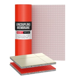 Houseables Uncoupling Membrane 1/8" Thick, 3.3 ft x 16.4 ft / 54.5 Square Feet, Underlayment for Laminate Flooring, Orange, Polyurethane, Wood, Vinyl, Waterproofing, Vapor Barrier, Crack Isolation