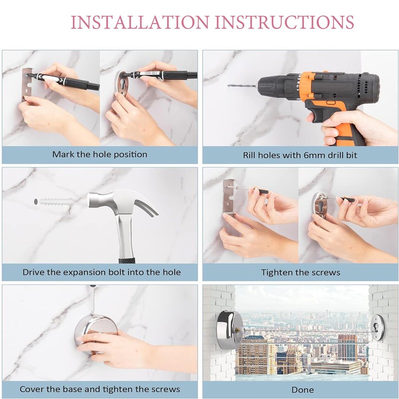 HOYOJU Clothes Line Retractable Clothesline of 304 Stainless Steel with