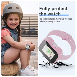 2 Pack for SyncUP Kids Watch Screen Protector Case,JZK High Definition Tempered Glass Overall Protective Case Cover Scratch Resistant Bumper Shell for SyncUP Kids Watch Accessories,Pink+Clear