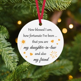 Daughter in Law Gifts Christmas Ornament Daughter in Law Birthday Gifts Ceramic Ornament Daughter in Law Gifts from Mother in Law Wedding Gift for Daughter in Law Engagement Birthday Decor Ornament