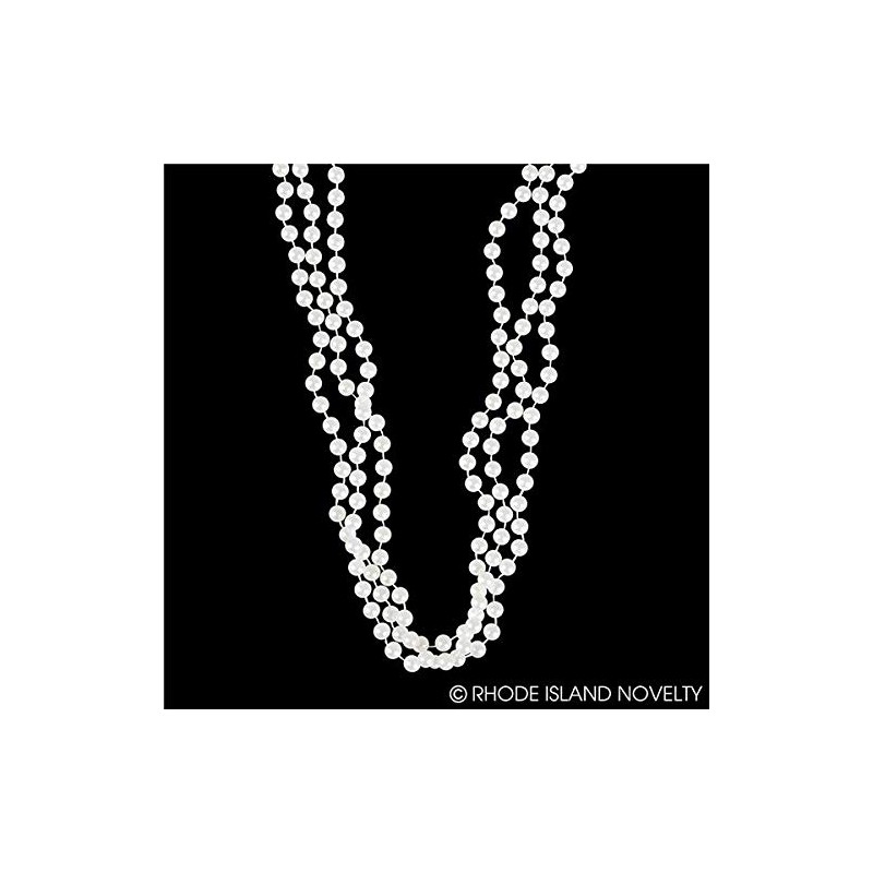 Rhode Island Novelty 48 Inch 7mm White Pearl Necklaces, Pack