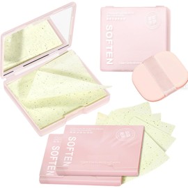 300 Hojas de Papeles Faciales de Arroz para Piel Grasa, Papel Absorbente de Aceite Facial de Bambú Natural Carbono,Control De Brillo, con Espejo y Almohadilla para Polvos,En Casa Oficina Y Gimnasio