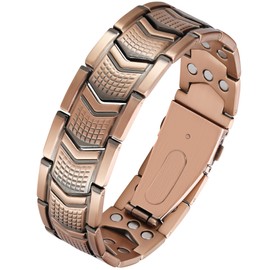 Feraco Copper Bracelet for Men 3X Strength,Magnetic Therapy Bracelet Copper Jewelry with Powerful 3800 Gauss Magnets,Premium Fold-Over Clasp(Upgrade)