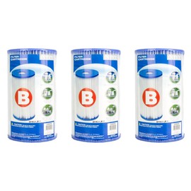 Intex 290005E/59905 5.75" Diameter x 10" Swimming Pool Dacron Material Easy Set Type B Replacement Filter Pump Cartridge Accessories, 3 Pack