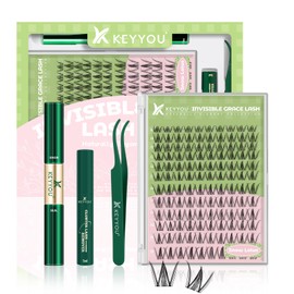 KEYYOU Fairy Lash Clusters Kit Snow Lotus Lash Extension Kit D Curl 120Pcs Eyelash Extension Wispy Natural Invisible Band with Waterproof DIY at Home(Snow Lotus-D-8-18MIX)