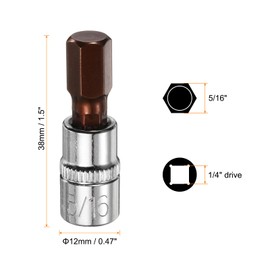 HARFINGTON 4pcs 5/16" Hex Bit Socket 1/4" Square Drive SAE Extension Impact Bit Power Nut Driver Set S2 & CR-V Steel Socket Ratchet Wrench Bits