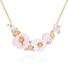 GUESS Goldtone Pink and White Floral Statement Necklace