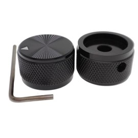 Szliyands 2 Pack Aluminum Rotary Electronic Control Potentiometer Knob ,for 0.23'' Diameter Shaft, 0.98'' Dia, 0.61'' H, Guitar Knob, Audio knob, Volume Control Knob(Black )