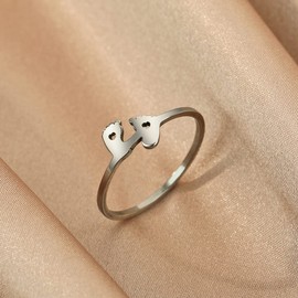 LUTAKU Stainless Steel Baby Feet Rings for Women Girls Footprint Ring,Baby Shower Motherhood Jewelry Mother's Day Gift (Silver)