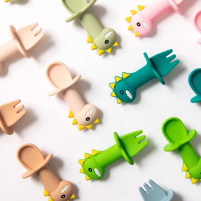 Luxury Duo Cubierto De Bebes Tenedor Cuchara Anti-asfixia Papilla