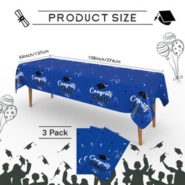 Slergut Graduation Party Decorations 2025, 3 Pack Graduation Tablecloth 54"x108", 2025 Graduation Party Table Decorations Blue, Graduation Party Supplies Plastic Tablecloth Congrats Grad Decorations