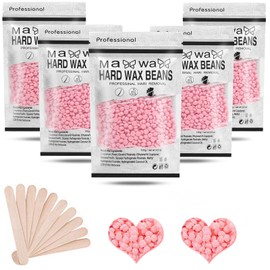 500g Hard Wax Beads for Hair Removal with 10 Sticks, Wax Beads for Sensitive Skin, Body Wax Beads for Thick Hair, Waxing Beads for Face, Eyebrows, Body, Home(100g/pack) (5 Pack, Rose)
