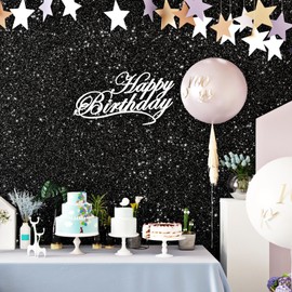 WESTICK Glitter Black Wallpaper Peel and Stick Sparkle Black Contact Paper Self Adhesive Removable Dark Glitter Peel and Stick Wallpaper for Bedroom Accent Wall Cabinet Patery Decoration DIY 11.8"x80"