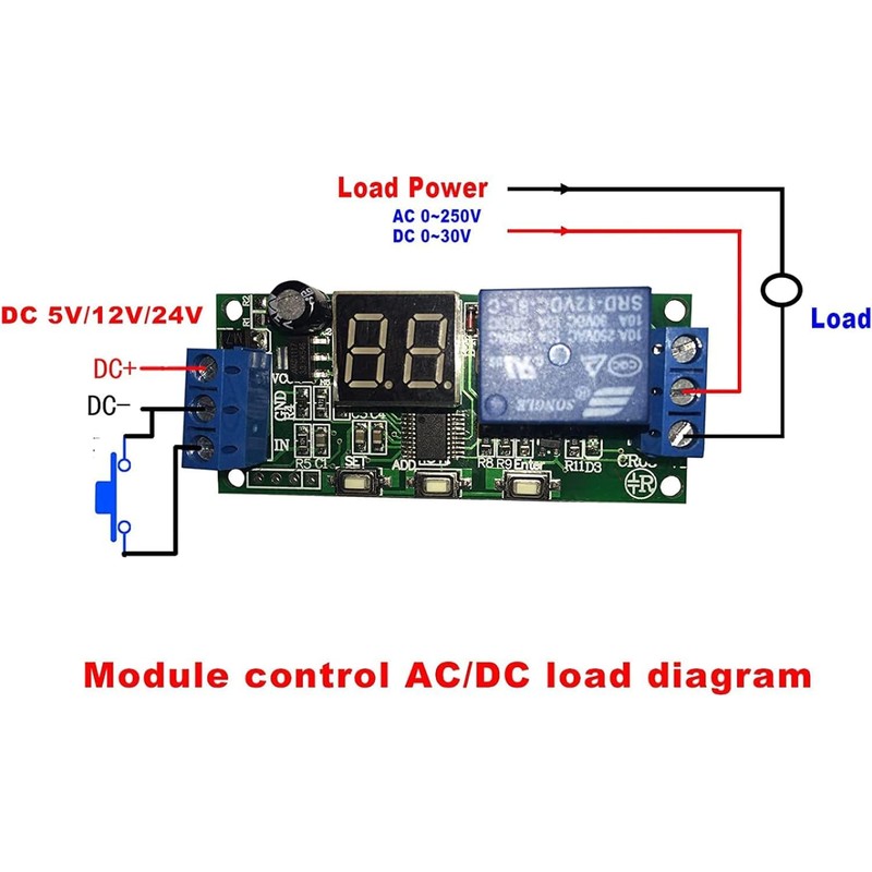 DC 5V 12V 24V Digital LED Display Infinite Cycle Delay