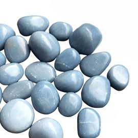 BellaMira Angelite Stone Healing Crystal, Single Polished Stone, Healing Crystal for Courage, Strength, Creativity, Inner Guidance, Peace, Relationships, Truth, Communication & Dispels Fear