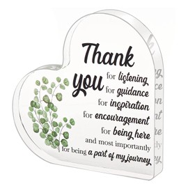 Thank You Gifts Acrylic Heart Shaped for Women Men, Acrylic Desk Decor with Appreciation Message, Teacher, Coworkers, Friend, Ideal Birthday, Christmas & Office Present for Teachers & Friends