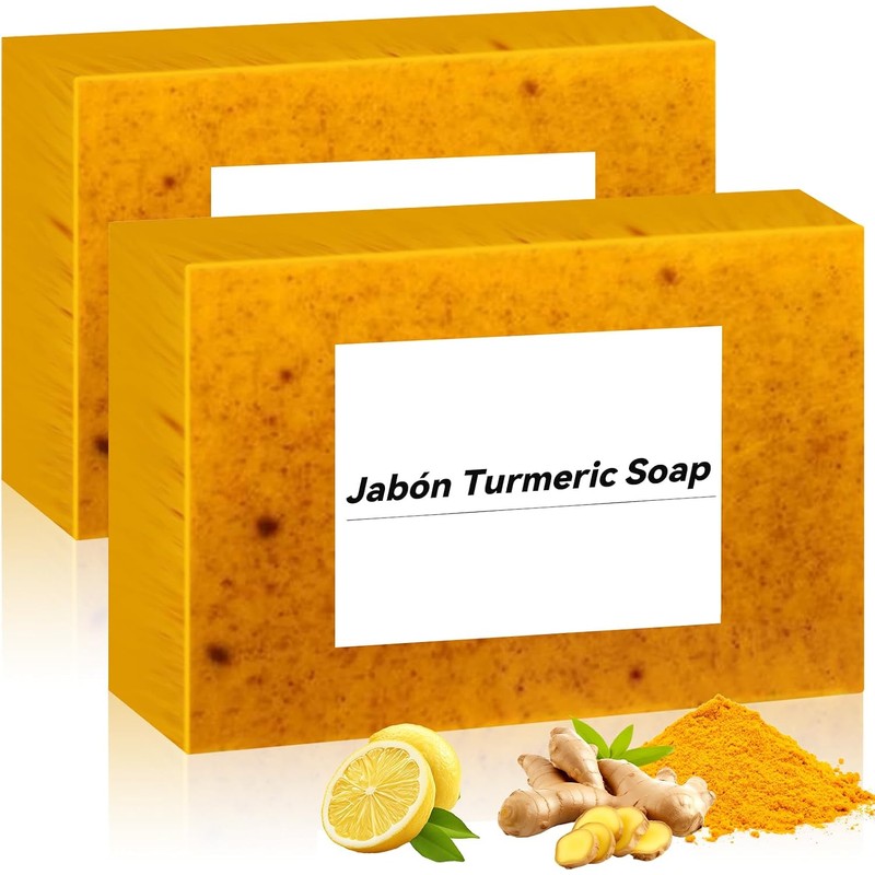 Jabón Curcuma Natural Exfoliante 2 Unidades Limpiador Rostro y Cuerpo