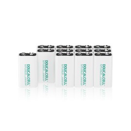 Doucalcell 9V Batteries 12 Pack, Max Power 9 Volt Alkaline Batteries Long-Lasting, 6LR61 Battery for Smoke Detectors, Toys, Clocks, Radios, Microphones - Leakproof & Home-Safe Design