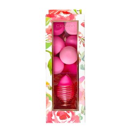 Celavi - Esponjas de maquillaje sin látex con soporte para esponja, para aplicación de líquido, crema o polvo, uso en húmedo y seco, diferentes formas de esponjas de doble uso (juego multicolor de 8 piezas) (rosa)
