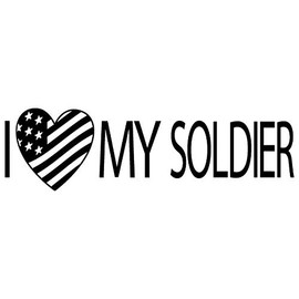 I Love My Soldier Heart American Flag Girlfriend Parents Vinyl Decal Sticker (LS-01) (Black, 10 inches x 2.9 inches)