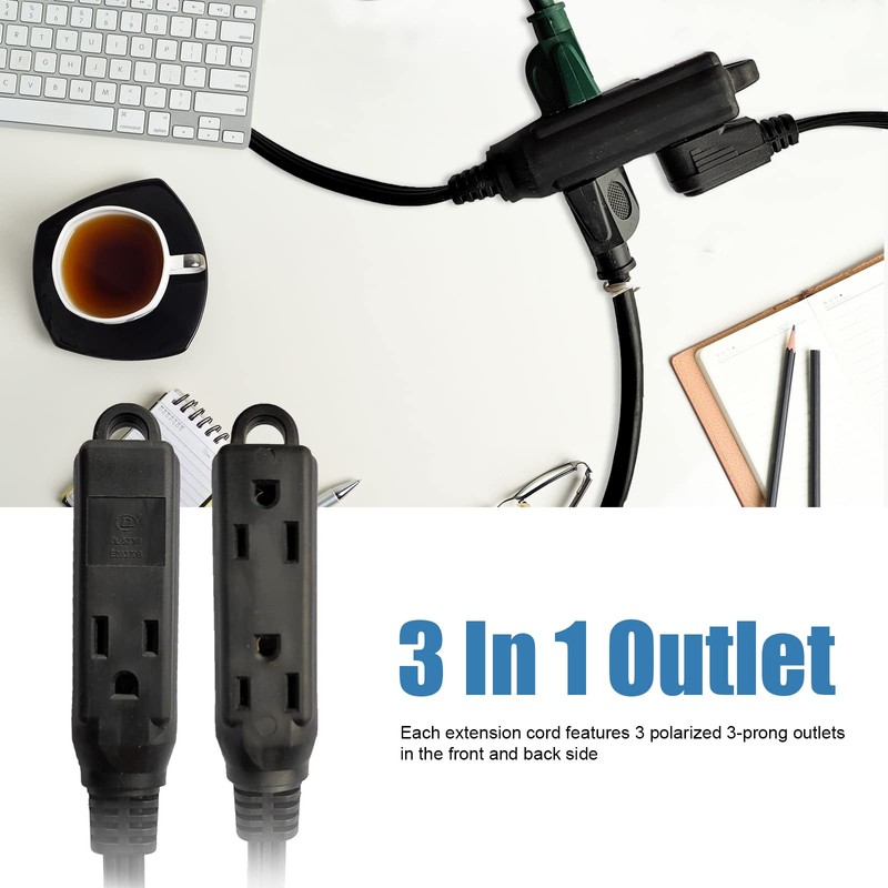GREATIDE Cable de extensión de 3 salidas de 10 pies