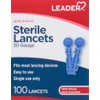 LEADER Sterile Lancets, Super Thin, 30 Gauge, 100 Count -