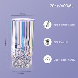 20oz Abstract Confetti Tumbler with Straws Lids,Insulated Cup Reusable Stainless Steel Travel Tumbler,Cupholder Friendly,Gifts for Women Her Mom Wife Female Sister Coworkers