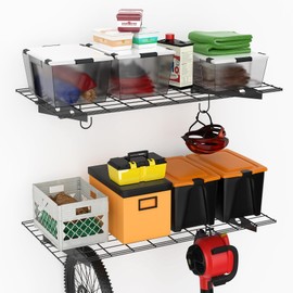 TORACK Garage 24 x 48 in/2 x 4 ft Wall Shelves, Wall Mounted Wire Shelves for Garage Heavy Duty Wall Shelving(Black, Pack of 2)