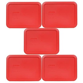 Pyrex 7210-PC 3-Cup Red Food Storage Replacement Lid (5-Pack) - Made in USA