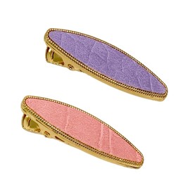 CHOISBEING Leather Hair Clip for Girl 2 Pack Cute Small Hair Clips for Women Pink Tiny Hair Styling Pins