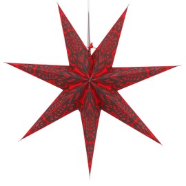 Guru-Shop Foldable Advent Light Paper Star, Christmas Star, Mercury Red, Window Decoration, 5 Points