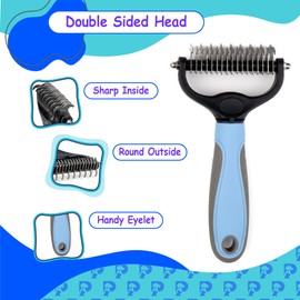 Petsplicity Double-Sided Pet Grooming Tool Undercoat Rake for Dogs and Cats - Professional Dematting Brush, Shedding Comb, Mat Remover, Deshedding, Safe Detangler, Fur Maintenance, Long-Haired Pets