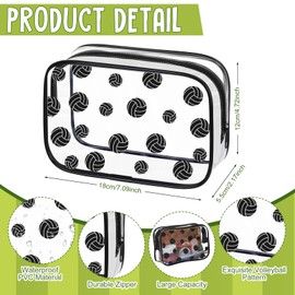 Kacctyen 24 Pcs Volleyball Clear Makeup Bag with Zipper Bulk Sport Goodie Clear PVC Pouch Organizer Waterproof Travel Case for Woman Team Gifts Birthday Decorations Supplies