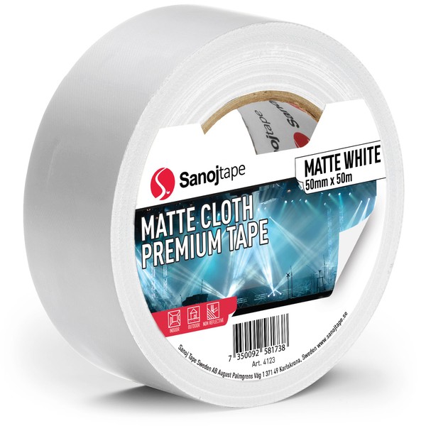 Sanojtape Professional Matte Gaffer Tape White 50mm x 50m Sound