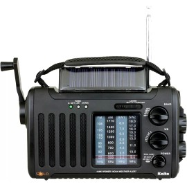 Kaito KA450 AM FM Shortwave Emergency Weather Radio with Solar and Crank