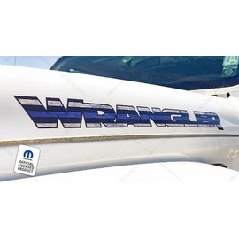 Decal Mods Wrangler Hood Graphic Decals Stickers fits Jeep Wrangler JK & JL (2007-2023) Black & White Flag Thin Blue Line No Stars Black Outline (Set of 2) | FJ6V2