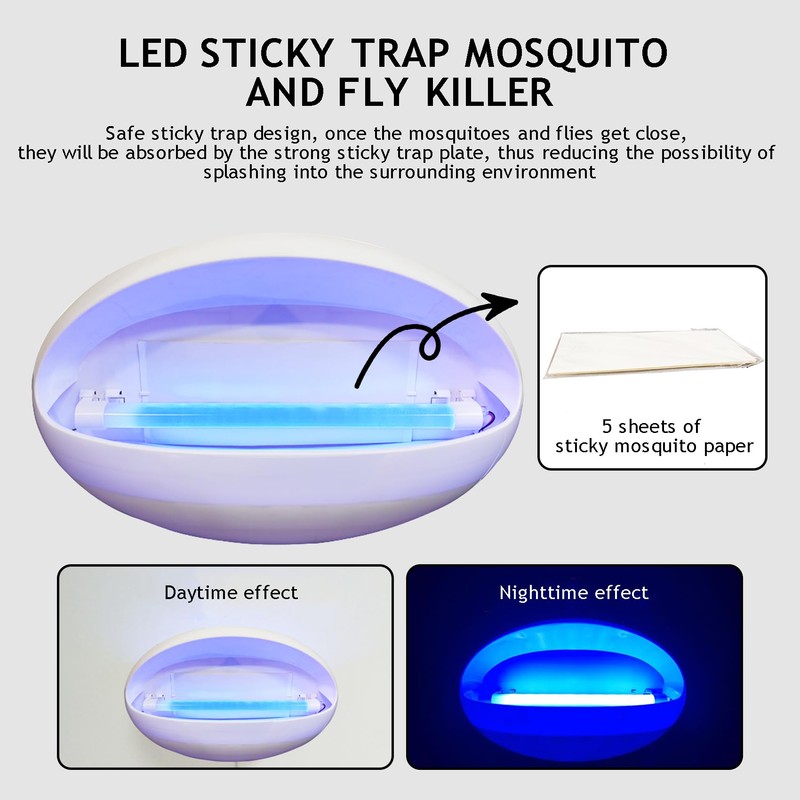 Wall Sconce Mounted Fly Light Trap for Capturing Flies, Moths,