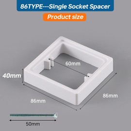 Acmerota Pack of 2 Single Socket Spacers 1 Gang Square Spacer 1.18 IN/40 mm with Installation Position Fixture Surface Box Square Spacer Frame White Box Plate Single Socket