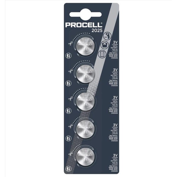 Procell Battery Coin LI 3V 185MAH 5PK PC2025
