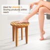 Kiseng Bamboo Shower Stool, Small Shower Chair Up to 500lbs,