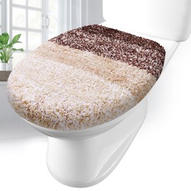 Arotive Soft Microfiber Bathroom Toilet Lid Cover, Machine Washable Seat Covers, 17.5 x 15, Stays in Place Rubber Backing, Fits Most Round, Elongated and Oblong Lids, Accessories Decor, Brown