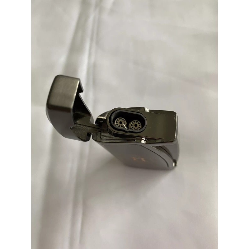 Rocky Patel Hamlet Cigar Lighter - Gunmetal - Angled Dual
