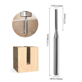 HOZLY CNC Router Bits 1/16 Straight Router Bit 1/8 Shank Straight Flute Carbide End Mill Cutter 2-Flute Milling Tungsten Steel 12mm CEL/38mm OAL for Woodworking 10 Pack (1/16 Cutting Dia)