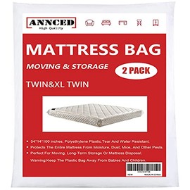 Mattress Bag for Moving & Long-Term Storage Protection Cover - 4 mil Thick Heavy Duty Tear & Puncture Resistance Polyethylene Plastic Wrap Protector Reusable Bag