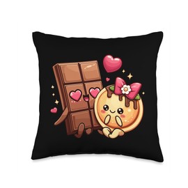 Choco And Pancake Couples Love Matching Chocolate Day Throw Pillow