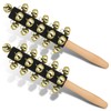 2 Pcs Christmas Hand Jingle Bells Wooden Handhold Sleigh Bells