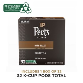 Peet's Coffee, Dark Roast Single Serve Coffee Pods - Single Origin Sumatra 32 Count (1 Box of 32 Pods)