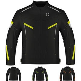 FTX Motorcycle Jacket For Men, Motorcycle Full Body Protective Gear Armor, Mesh Motorcycle jacket for men's, Motorbike Riding and Armor Foam Padding for Bikers (Black/Yellow, XL)